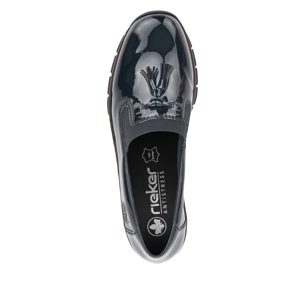 Rieker Black Patent Loafer|5375100B