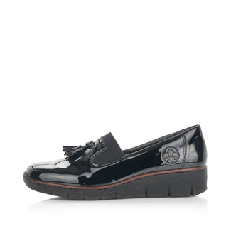 Rieker Black Patent Loafer|5375100B