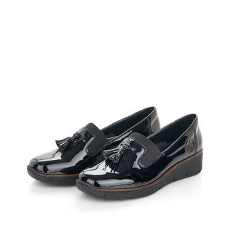Rieker Black Patent Loafer|5375100B