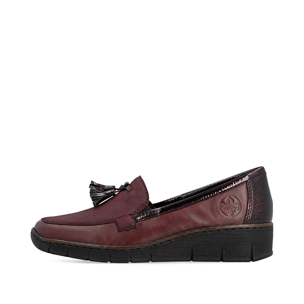 Rieker Burgundy Mini Wedge Loafer|5377135