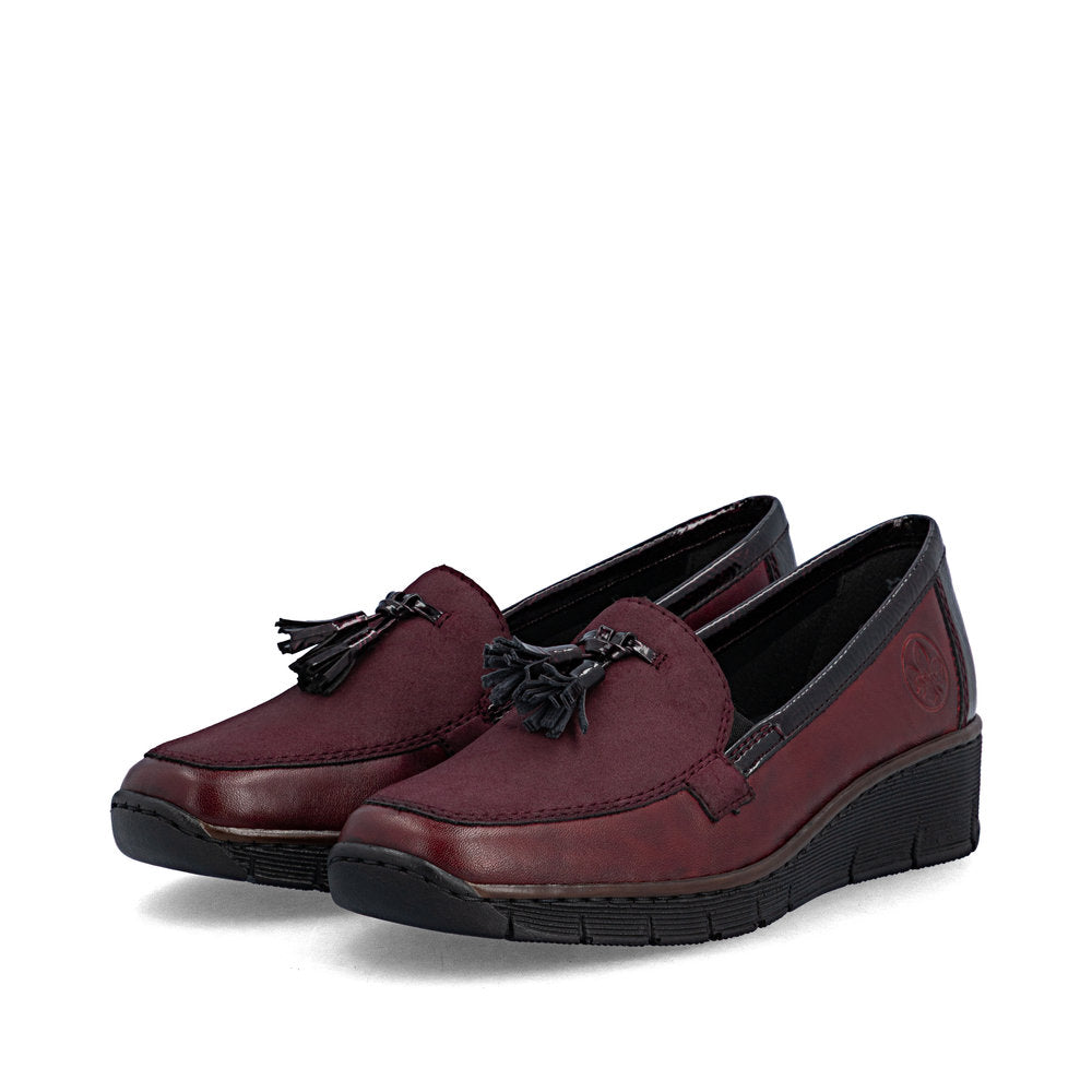 Rieker Burgundy Mini Wedge Loafer|5377135