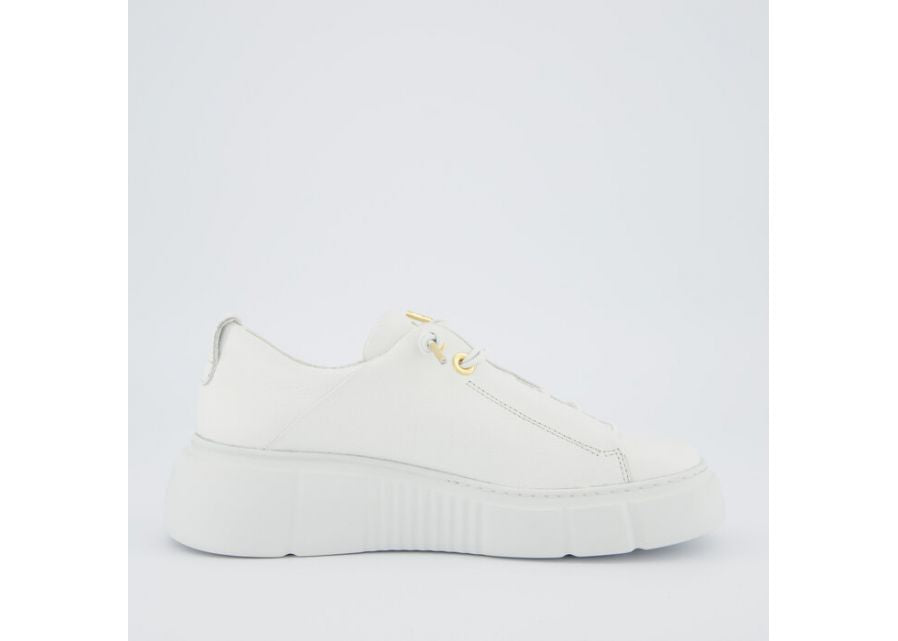Paul Green White Leather Platform Trainer|5418030