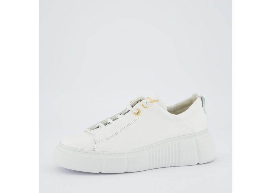 Paul Green White Leather Platform Trainer|5418030