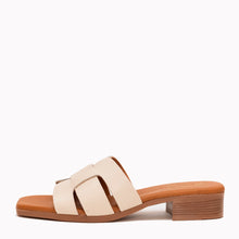 Load image into Gallery viewer, Beige sandal with a brown sole on a white background
