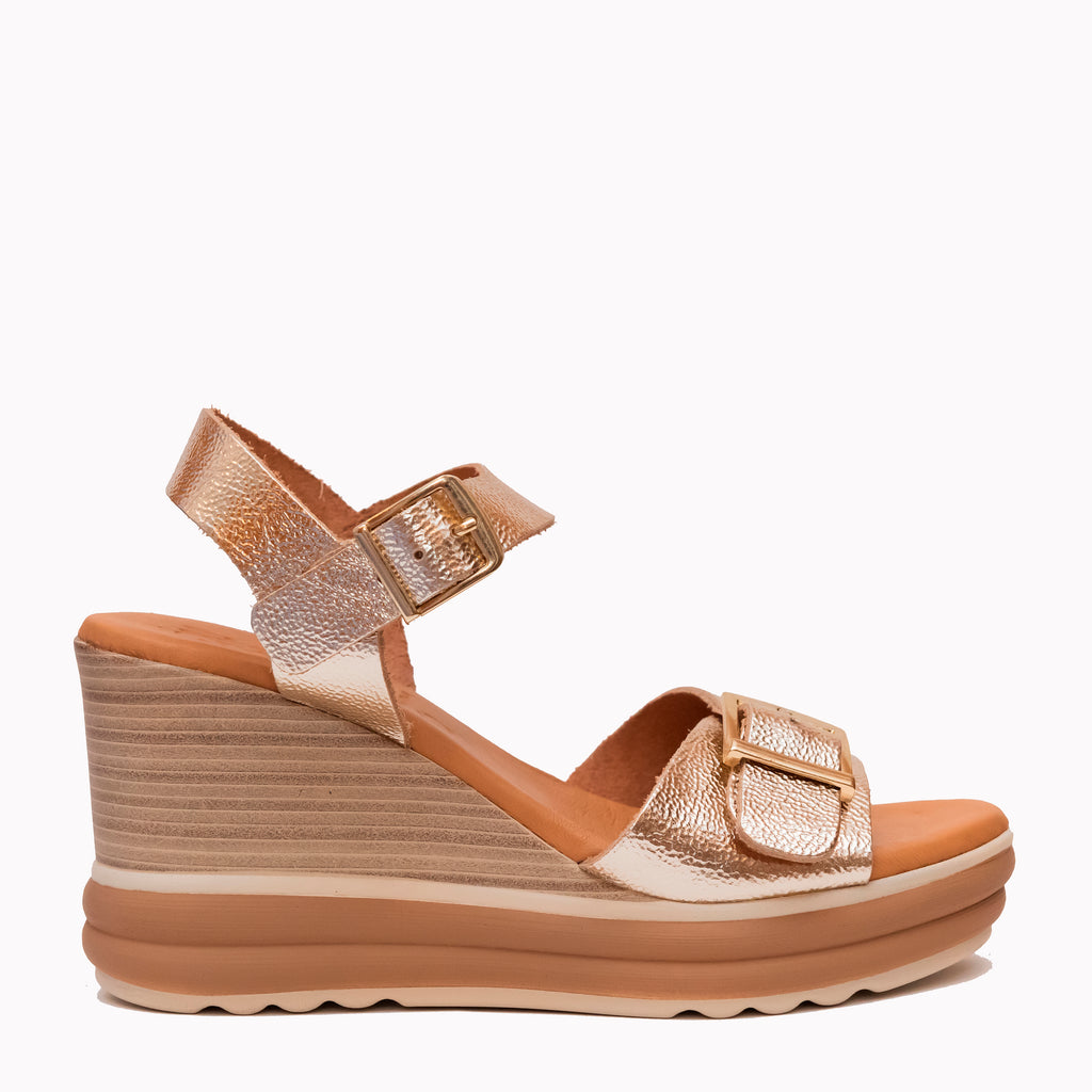 Oh My Sandals Gold Wedge Sandal|6003GLD