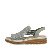 Load image into Gallery viewer, Single sandal with textured strap and wooden sole on a white background
