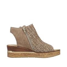 Load image into Gallery viewer, Rieker Beige Woven Wedge Sandal|6379160B
