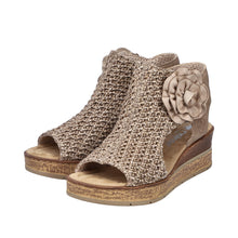 Load image into Gallery viewer, Rieker Beige Woven Wedge Sandal|6379160B
