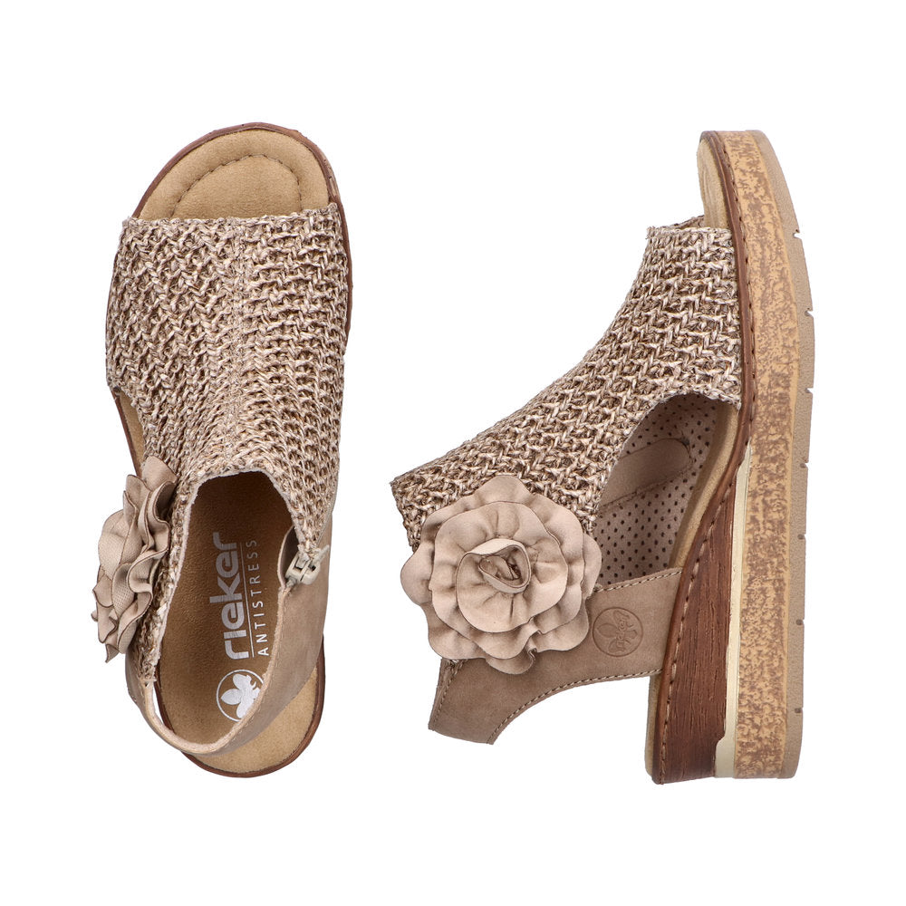 Rieker Beige Woven Wedge Sandal|6379160B