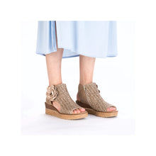 Load image into Gallery viewer, Rieker Beige Woven Wedge Sandal|6379160B
