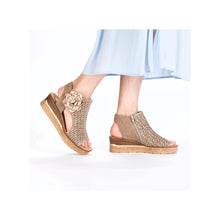 Load image into Gallery viewer, Rieker Beige Woven Wedge Sandal|6379160B

