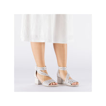 Load image into Gallery viewer, Rieker White Block Heel Sandal|6465780
