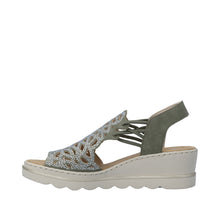 Load image into Gallery viewer, Green sandal with a white sole on a white background
