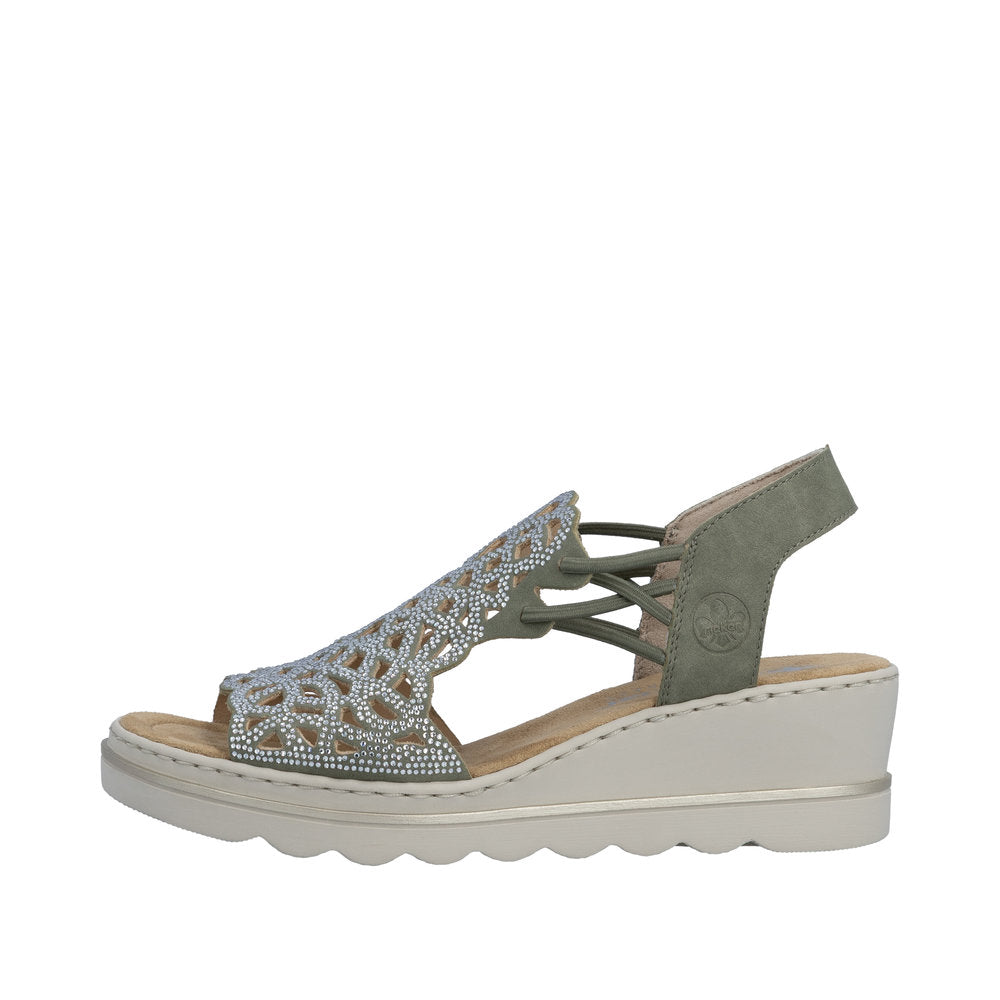 Rieker Sage Green Wedge Sandal|6746552
