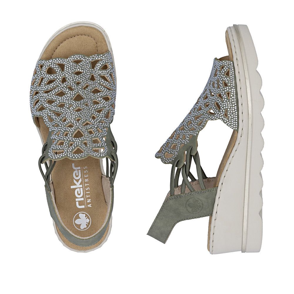 Rieker Sage Green Wedge Sandal|6746552
