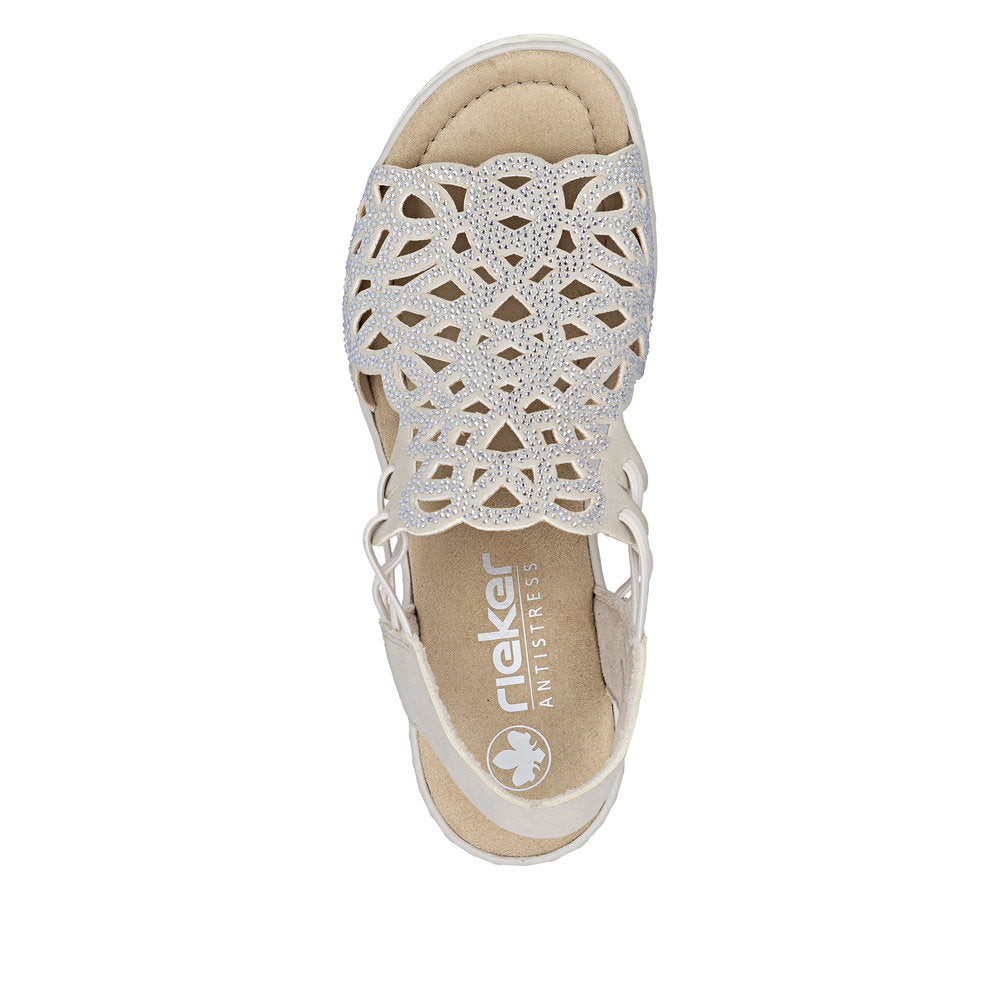 Rieker Beige Wedge Comfort Sandal|6746562