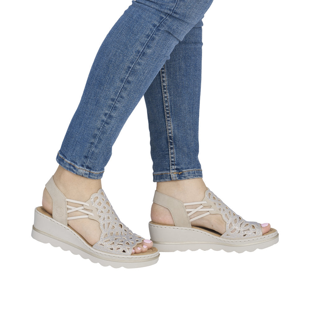 Rieker Beige Wedge Comfort Sandal|6746562