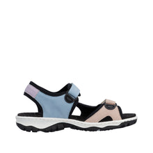 Load image into Gallery viewer, Rieker Blue and Pink Comfort Velcro Sandal|6886693
