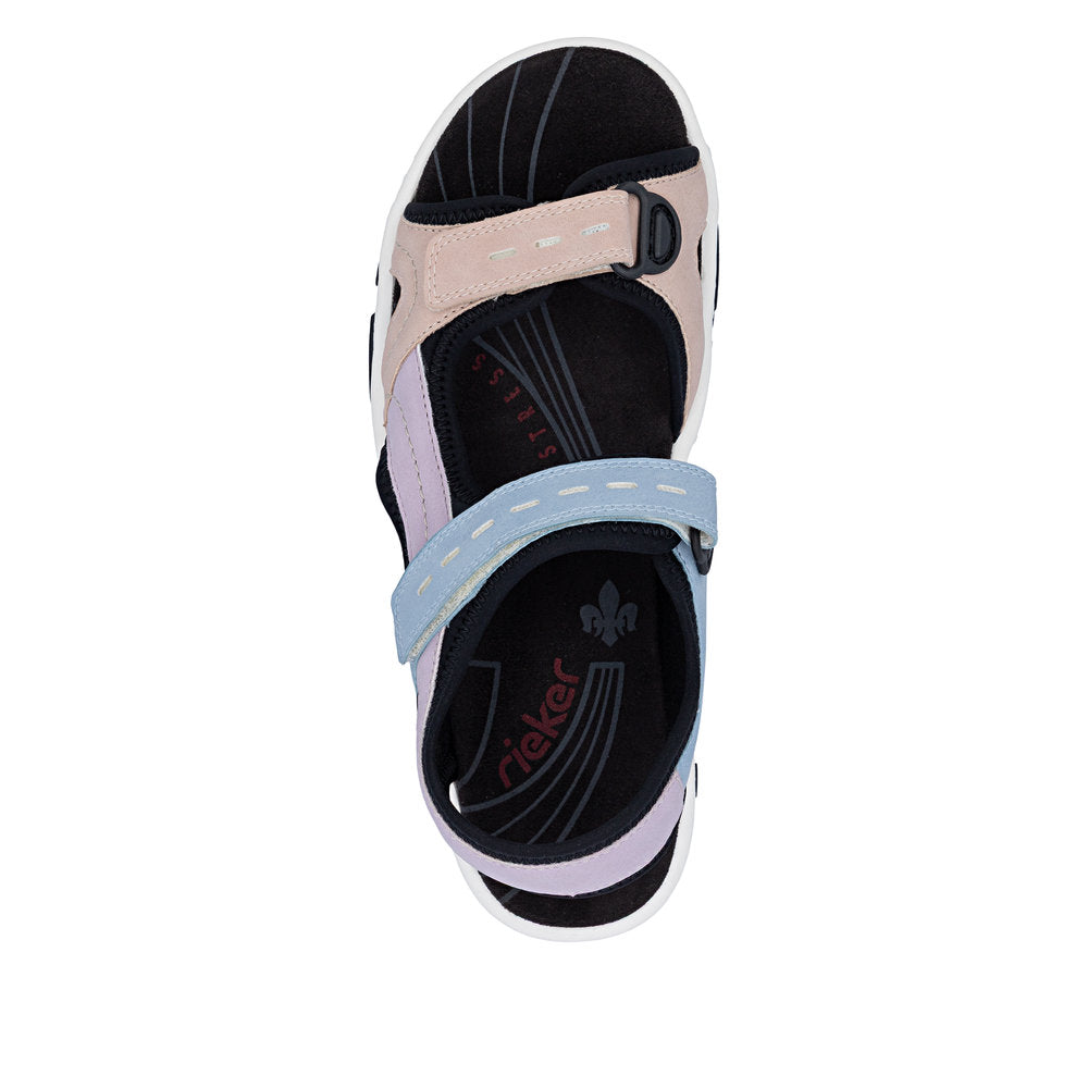 Rieker Blue and Pink Comfort Velcro Sandal|6886693
