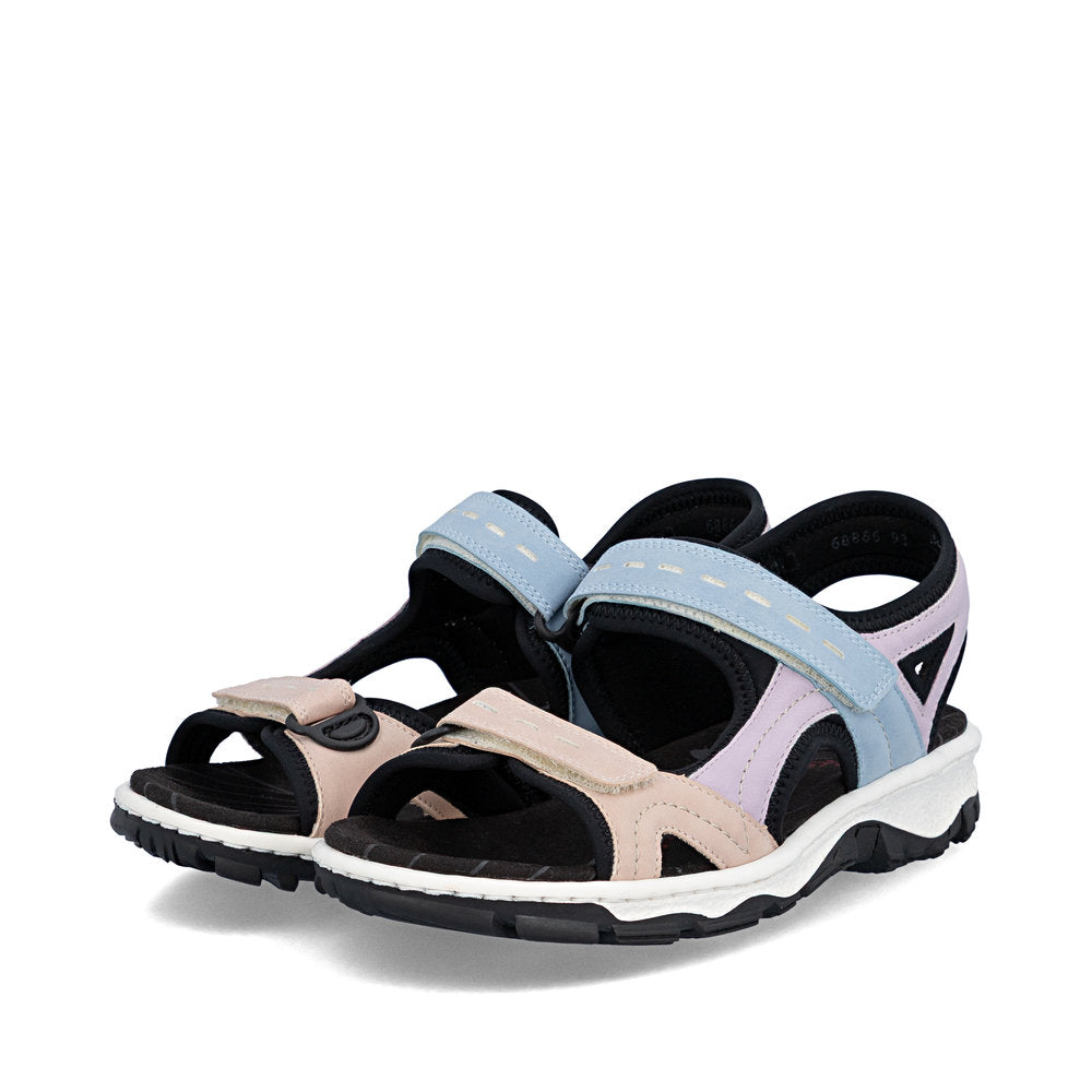 Rieker Blue and Pink Comfort Velcro Sandal|6886693