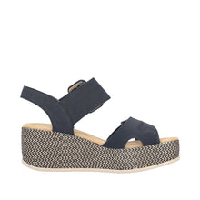 Load image into Gallery viewer, Rieker Navy Wedge Sandal|6945014

