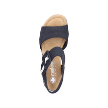 Load image into Gallery viewer, Rieker Navy Wedge Sandal|6945014
