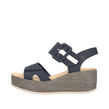 Load image into Gallery viewer, Rieker Navy Wedge Sandal|6945014
