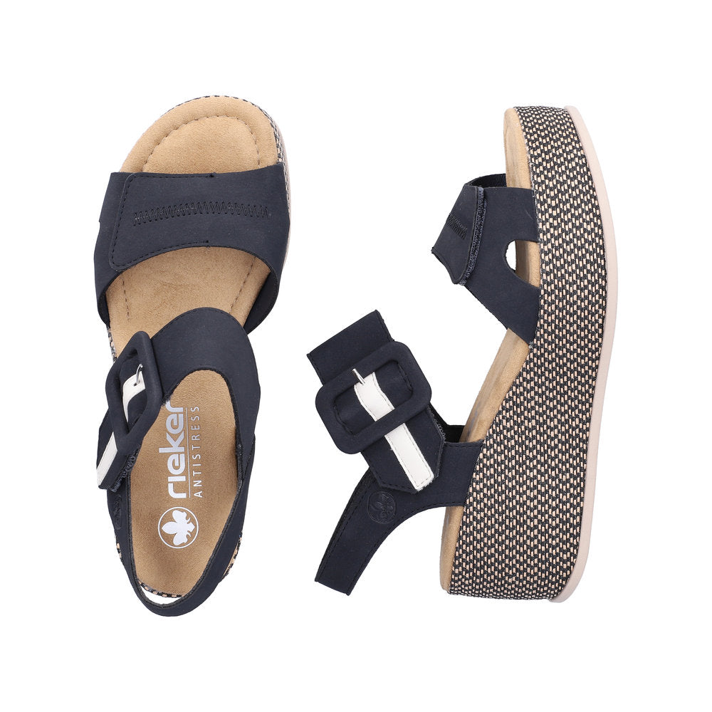 Rieker Navy Wedge Sandal|6945014