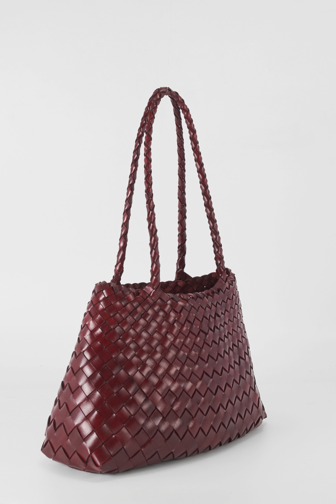 Ellyla Woven Burgundy Leather Bag|SELINALHBU