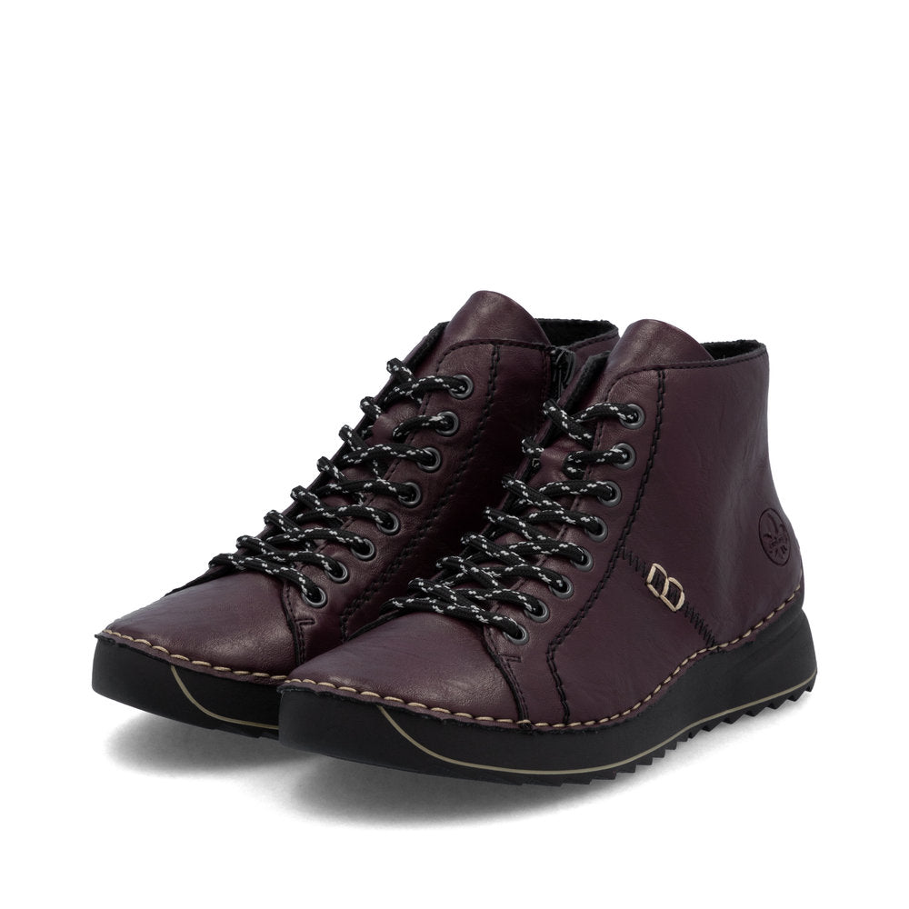 Rieker Burgundy Laced Ankle Boot|7151030BU