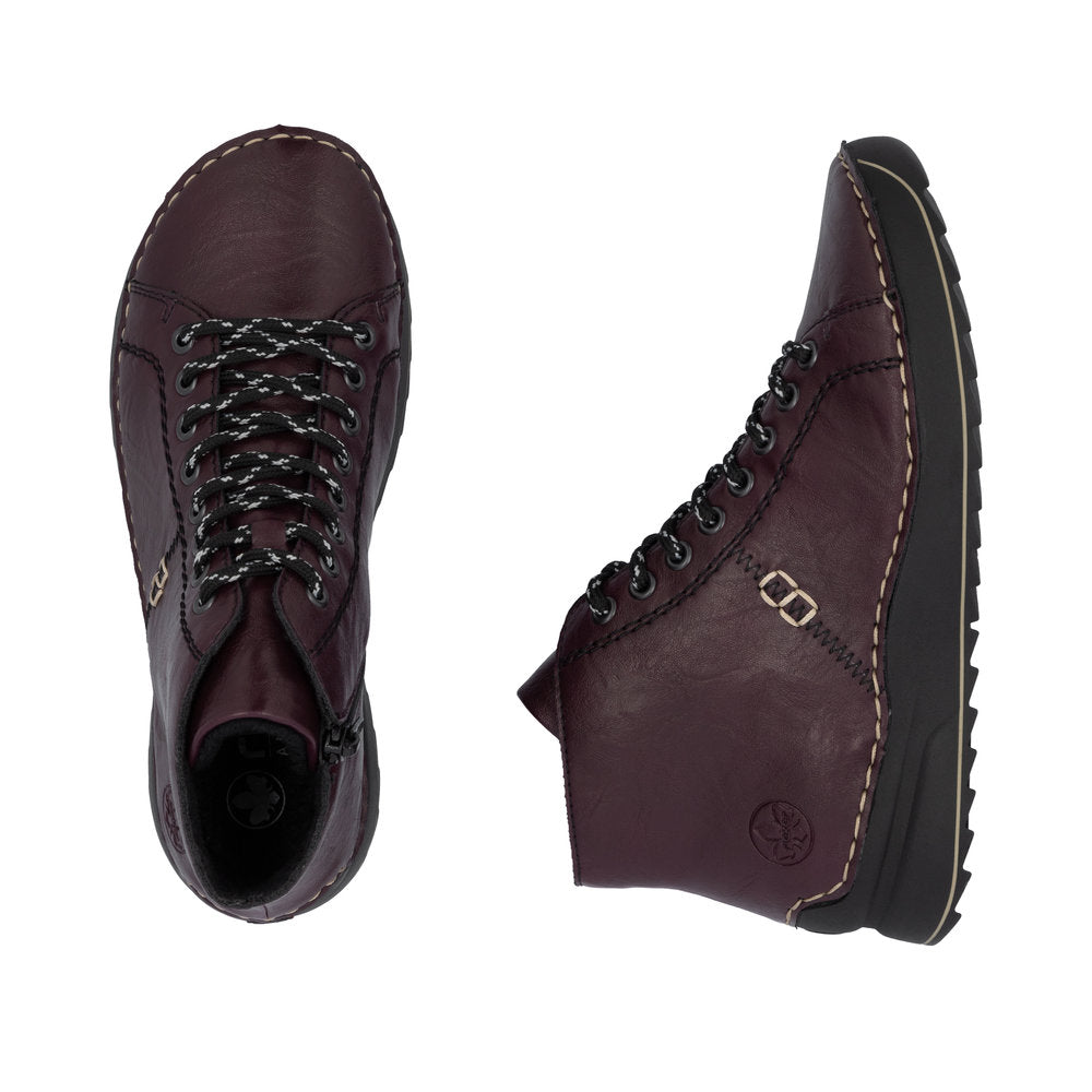 Rieker Burgundy Laced Ankle Boot|7151030BU