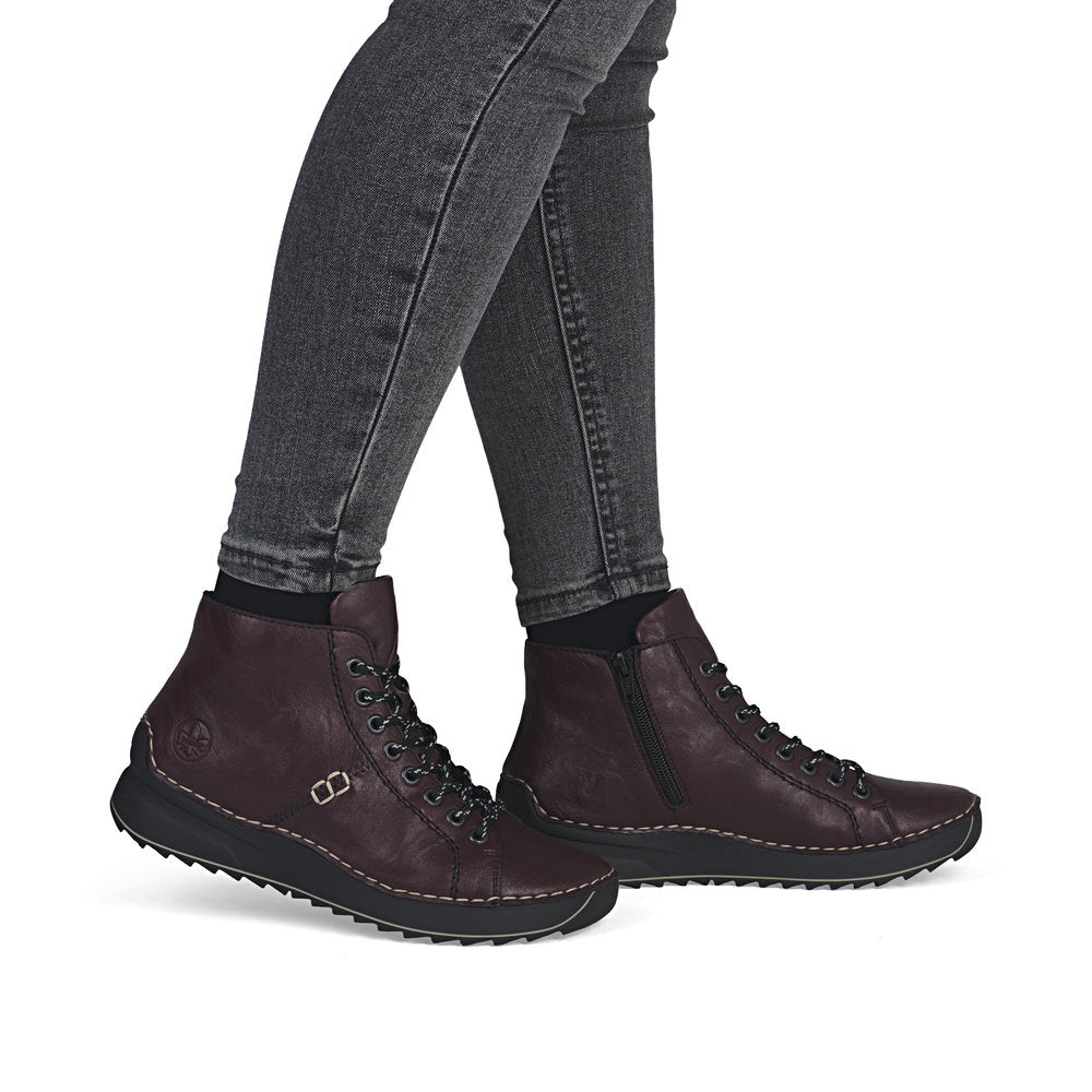 Rieker Burgundy Laced Ankle Boot|7151030BU