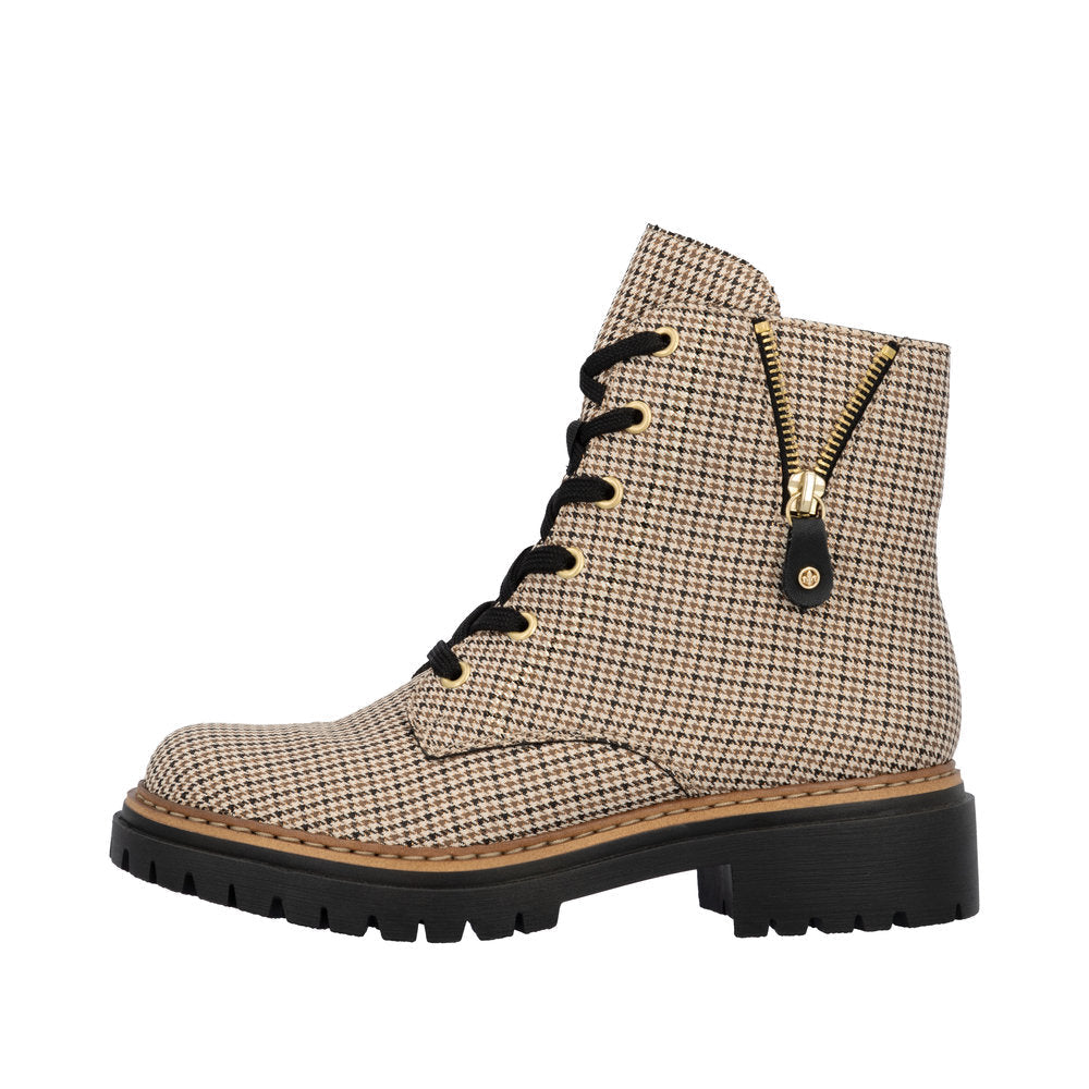 Rieker Houndstooth Trendy Laced Ankle Boot|7261760