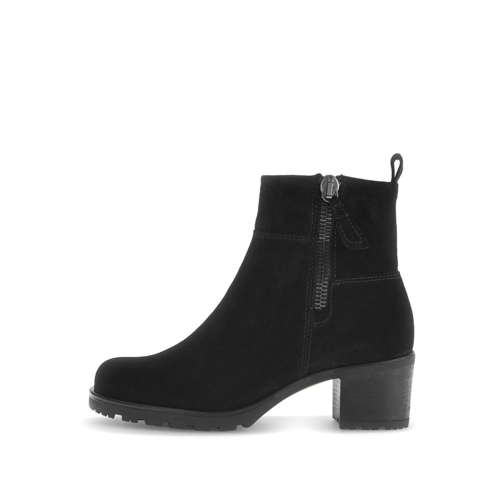 Gabor Black Suede Block Heel Ankle Boot|7280147