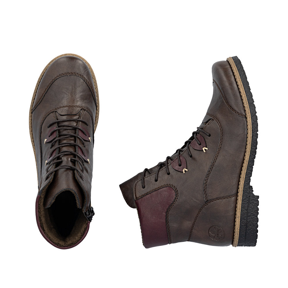 Rieker Brown & Burgundy Ankle Boot|7351026