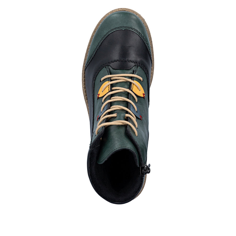 Rieker Green and Black Ankle Boot|7351090B
