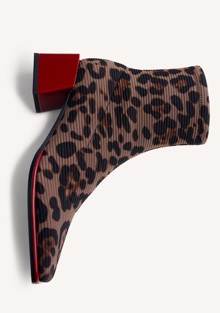 Gioseppo Animal Print Elastic Boot red heel