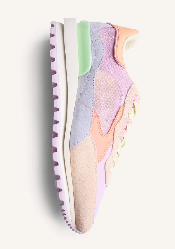 Gioseppo Leather and Mesh Pink, Lilac and Orange Trainer|78044