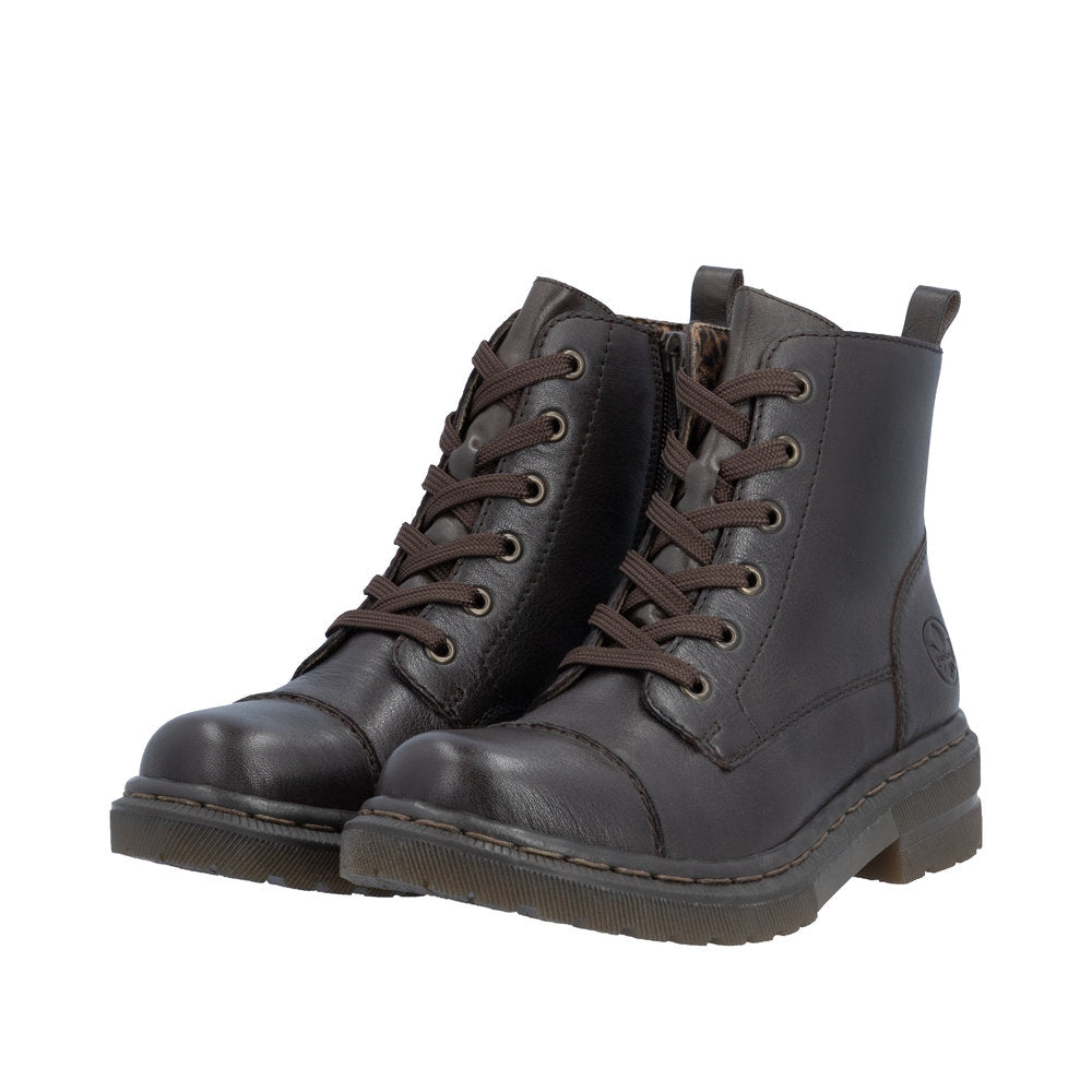 Rieker Dark Brown Laced Ankle Boot|7820225