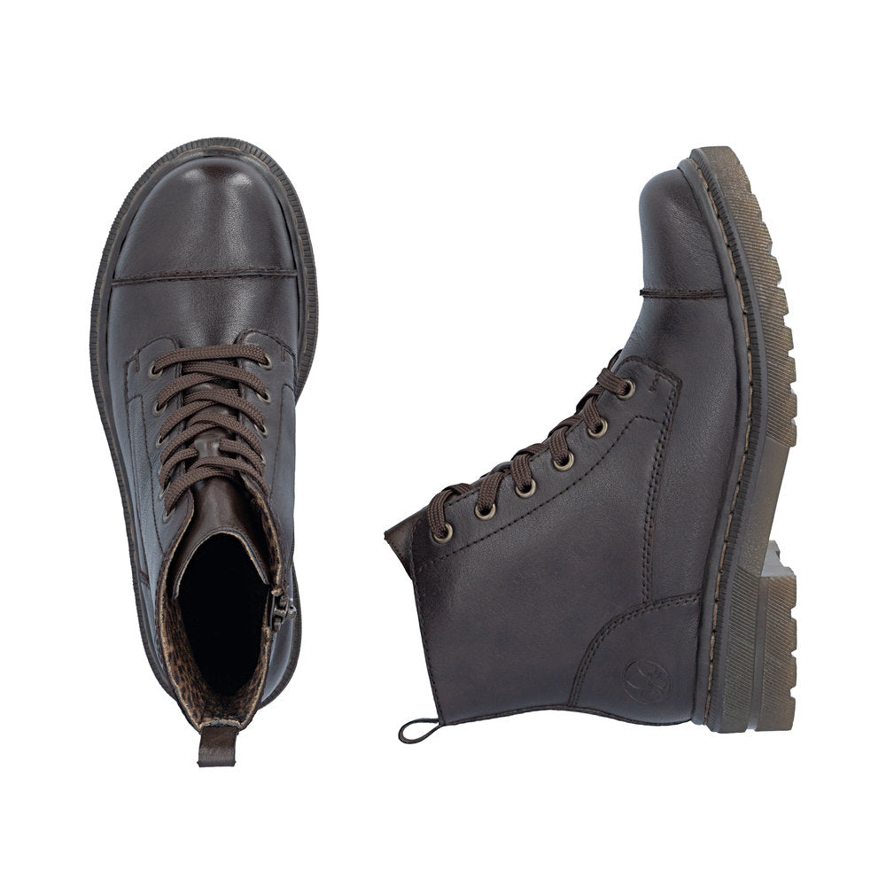 Rieker Dark Brown Laced Ankle Boot|7820225