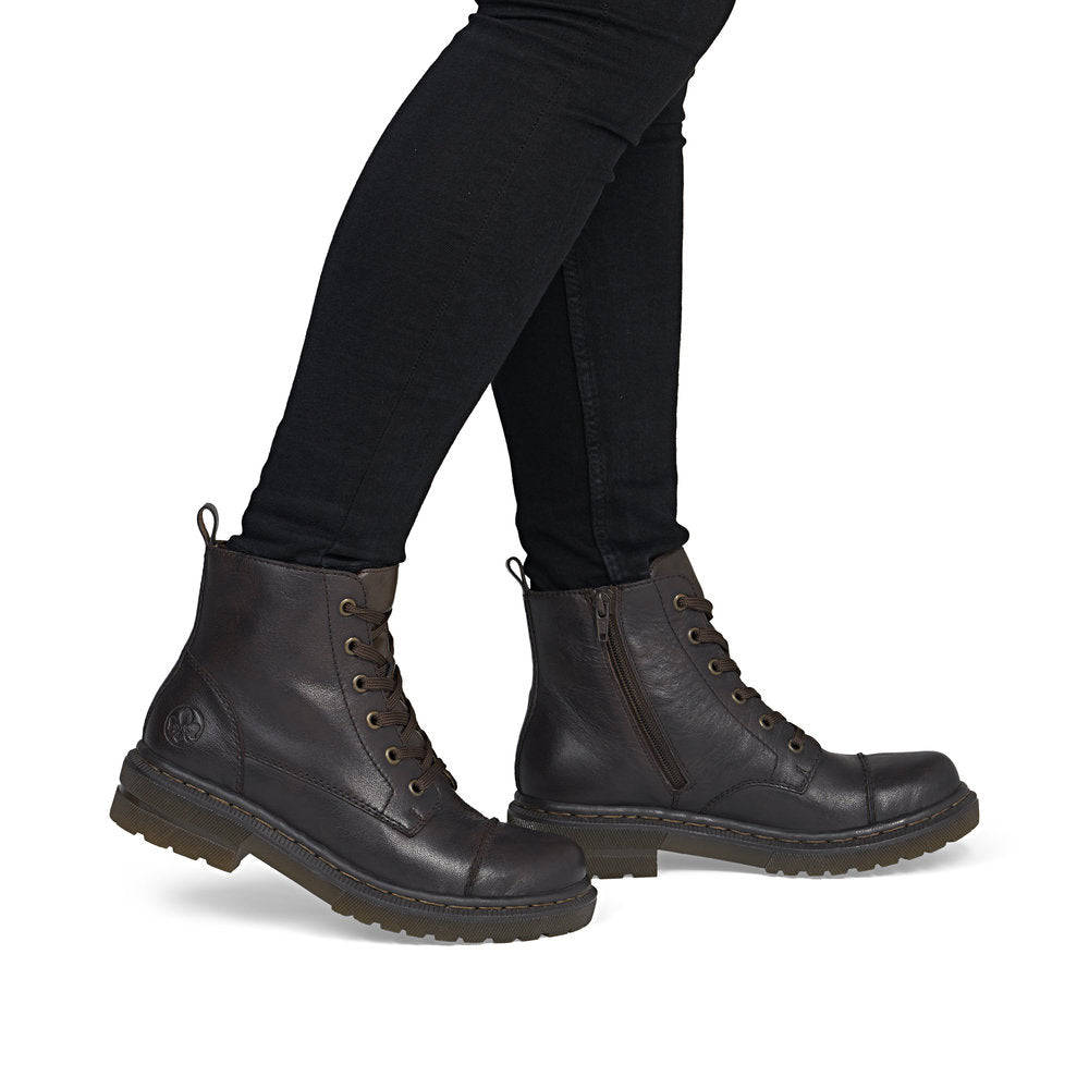 Rieker Dark Brown Laced Ankle Boot|7820225
