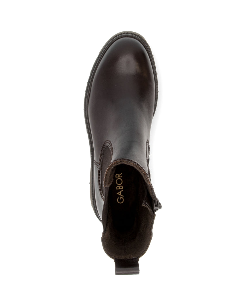 Gabor Dark Brown Leather Ankle Boot|802101006
