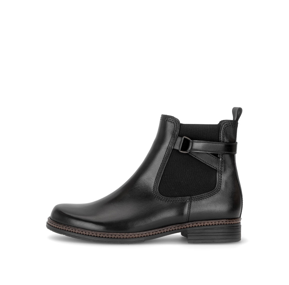 Gabor Black Leather Ankle Boot|802301001