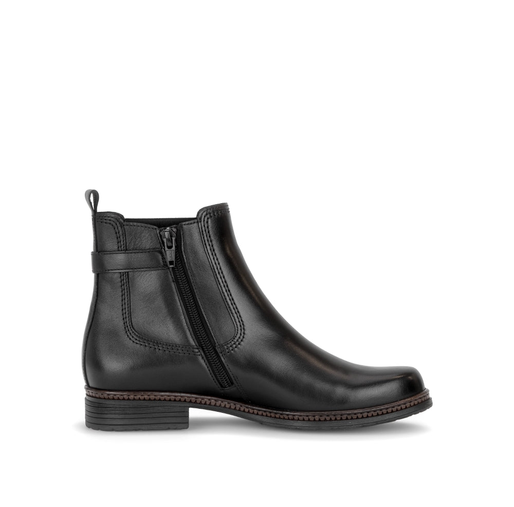 Gabor Black Leather Ankle Boot|802301001