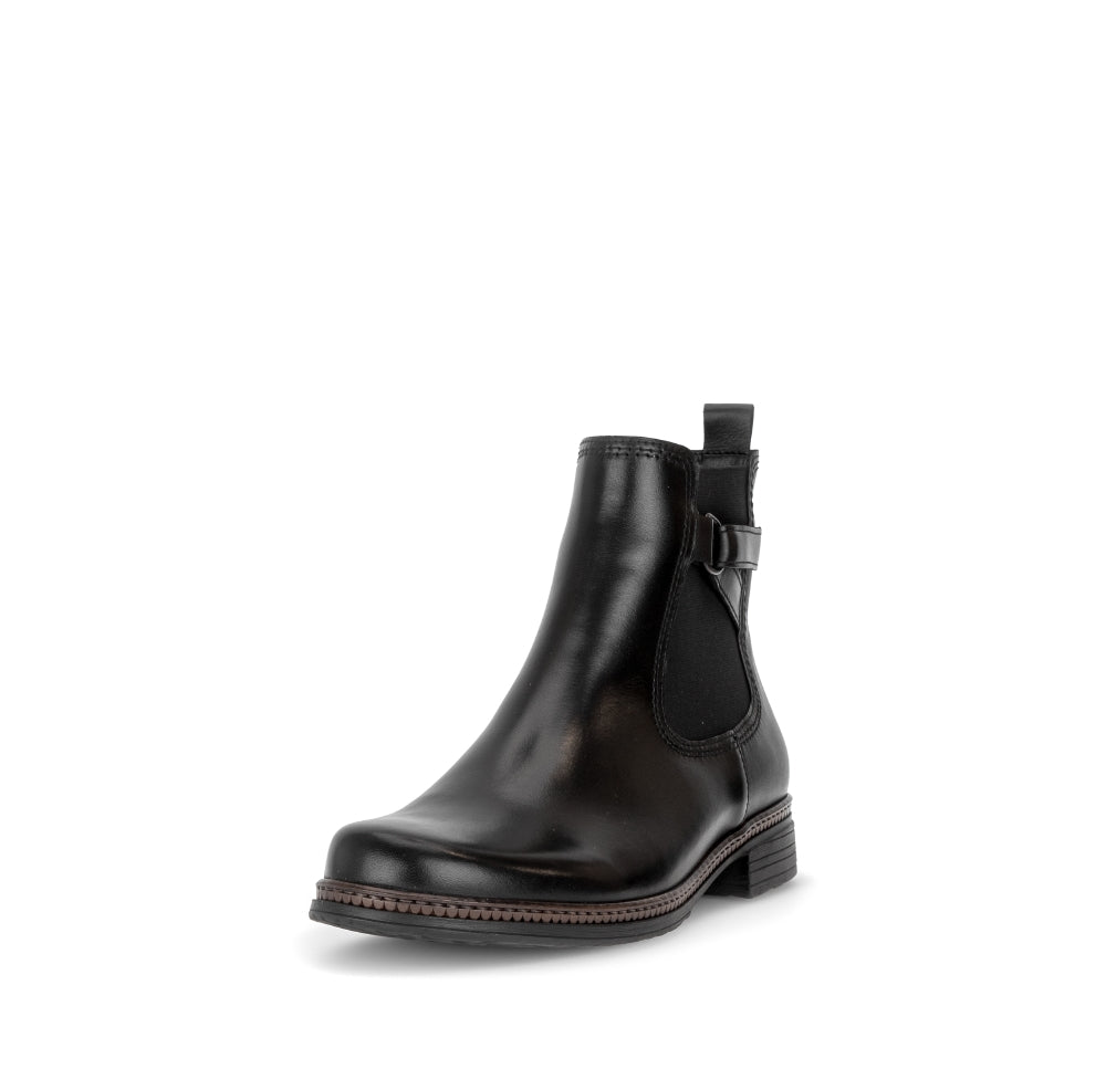 Gabor Black Leather Ankle Boot|802301001