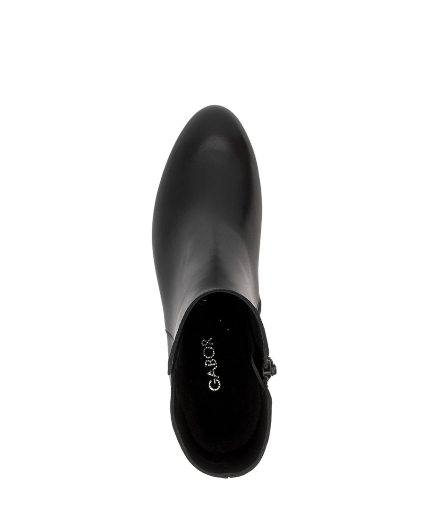 Gabor Black Leather Ankle Boot|803601004