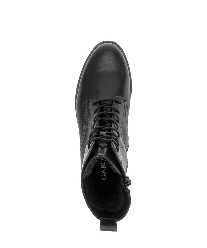Gabor Black Leather Laced Ankle Boot|803902001