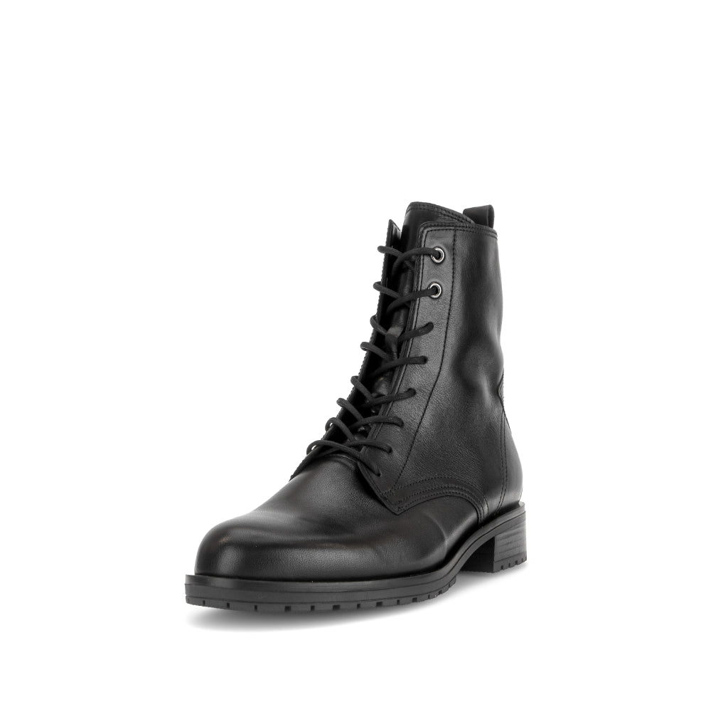 Gabor Black Leather Laced Ankle Boot|803902001