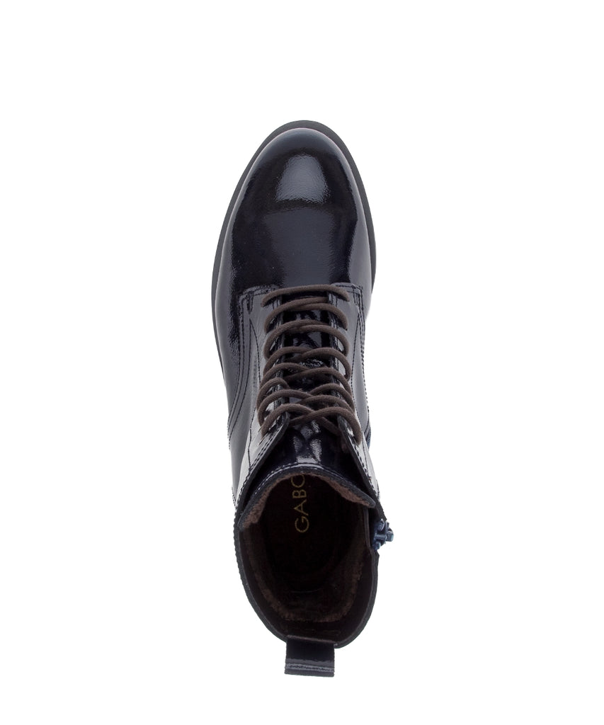 Gabor Navy Patent Laced Ankle Boot|803902004