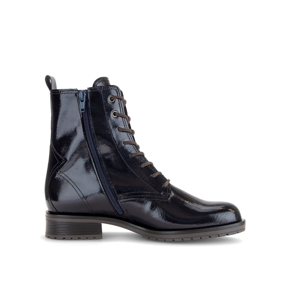 Gabor Navy Patent Laced Ankle Boot|803902004